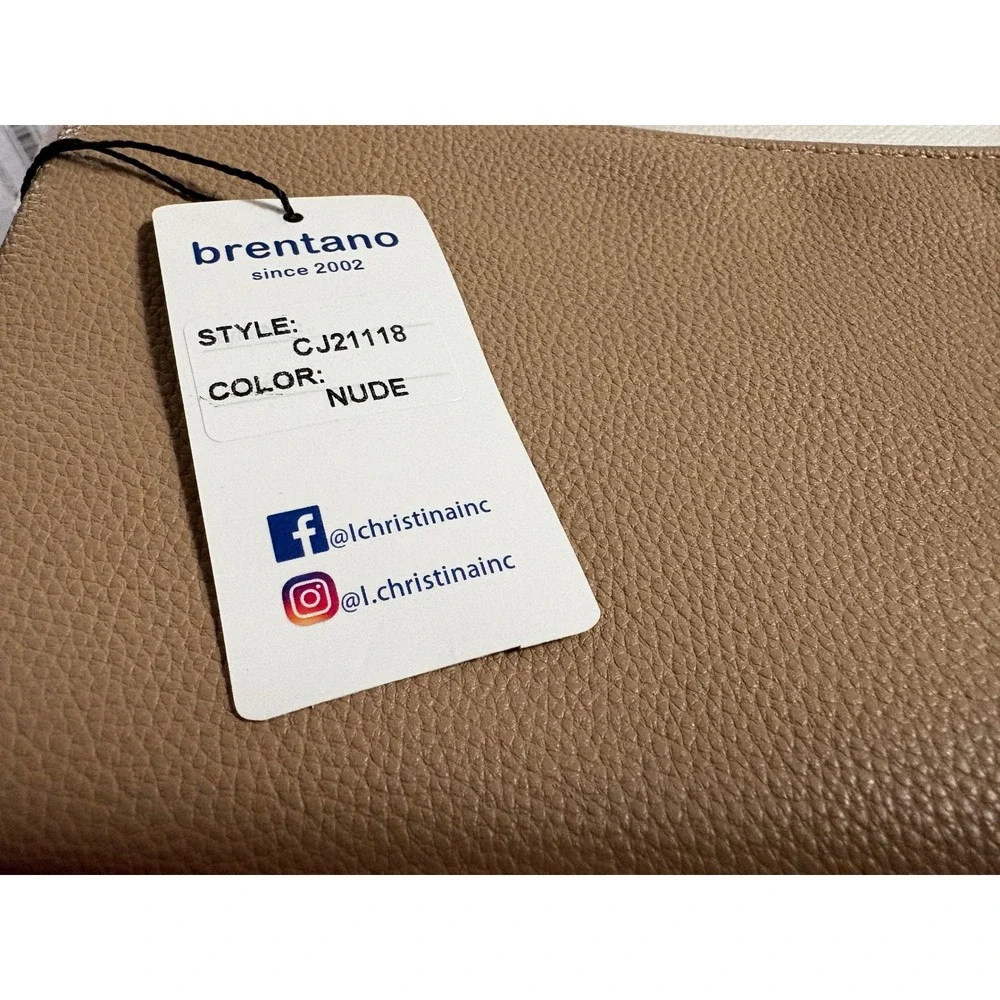 Brentano Nude Pebbled Triple Compartment Clutch Bag NEW‎
